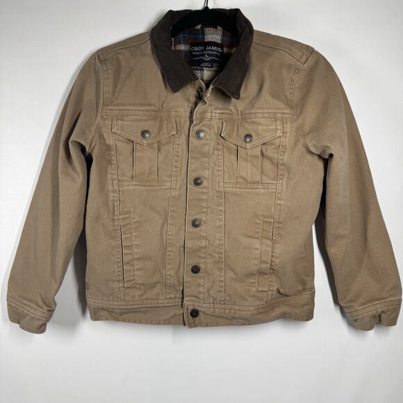 CODY JAMES Western Tan Fleece Lined Canvas Jacket Rancher Barn Ozark Boys Large - Picture 1 of 6